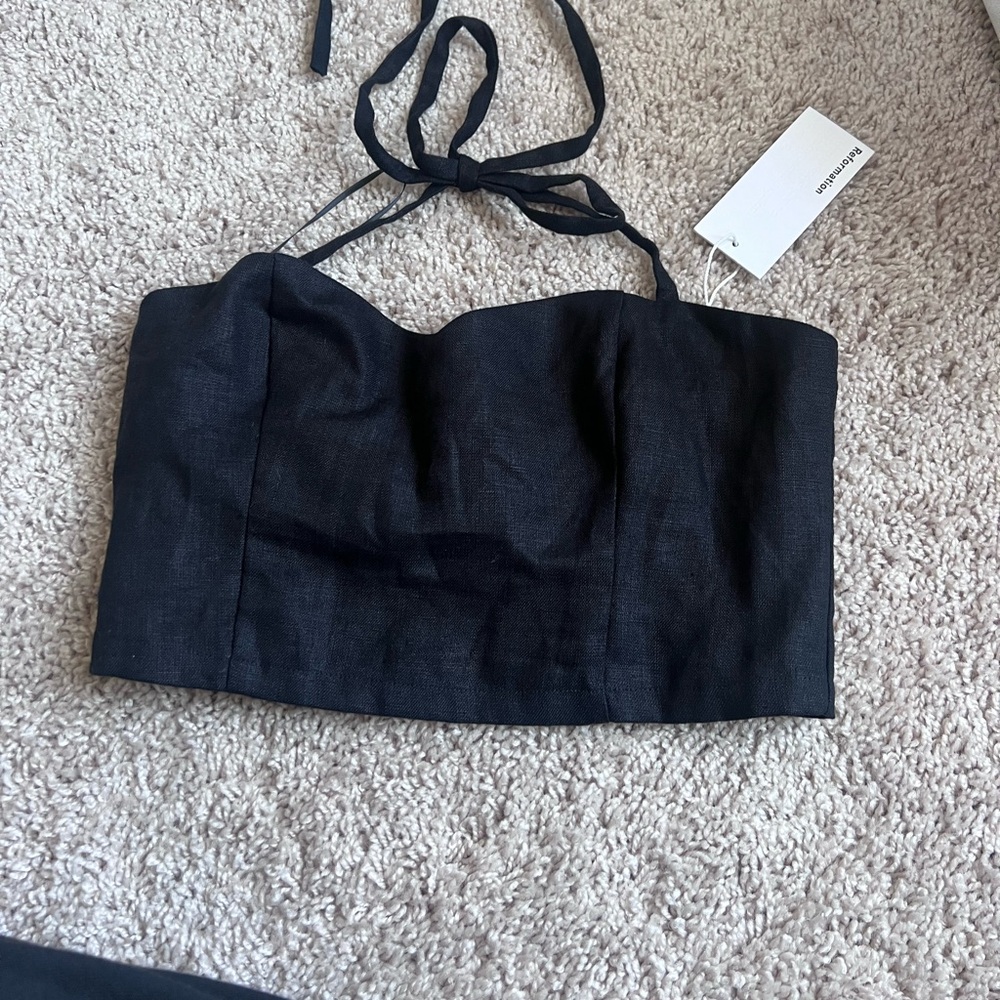 Reformation Jaida Linen top Black XS